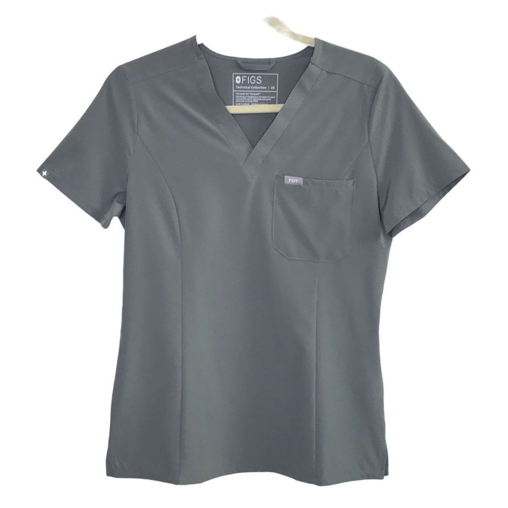 Figs Gray 1 Pocket Scrub Top Size XS